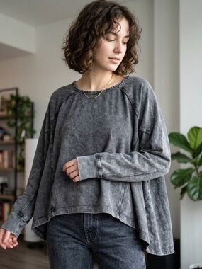 Free People We the Free Cotton Pullover Shirt Cupcake Sunrise Dolman Sleeve Top